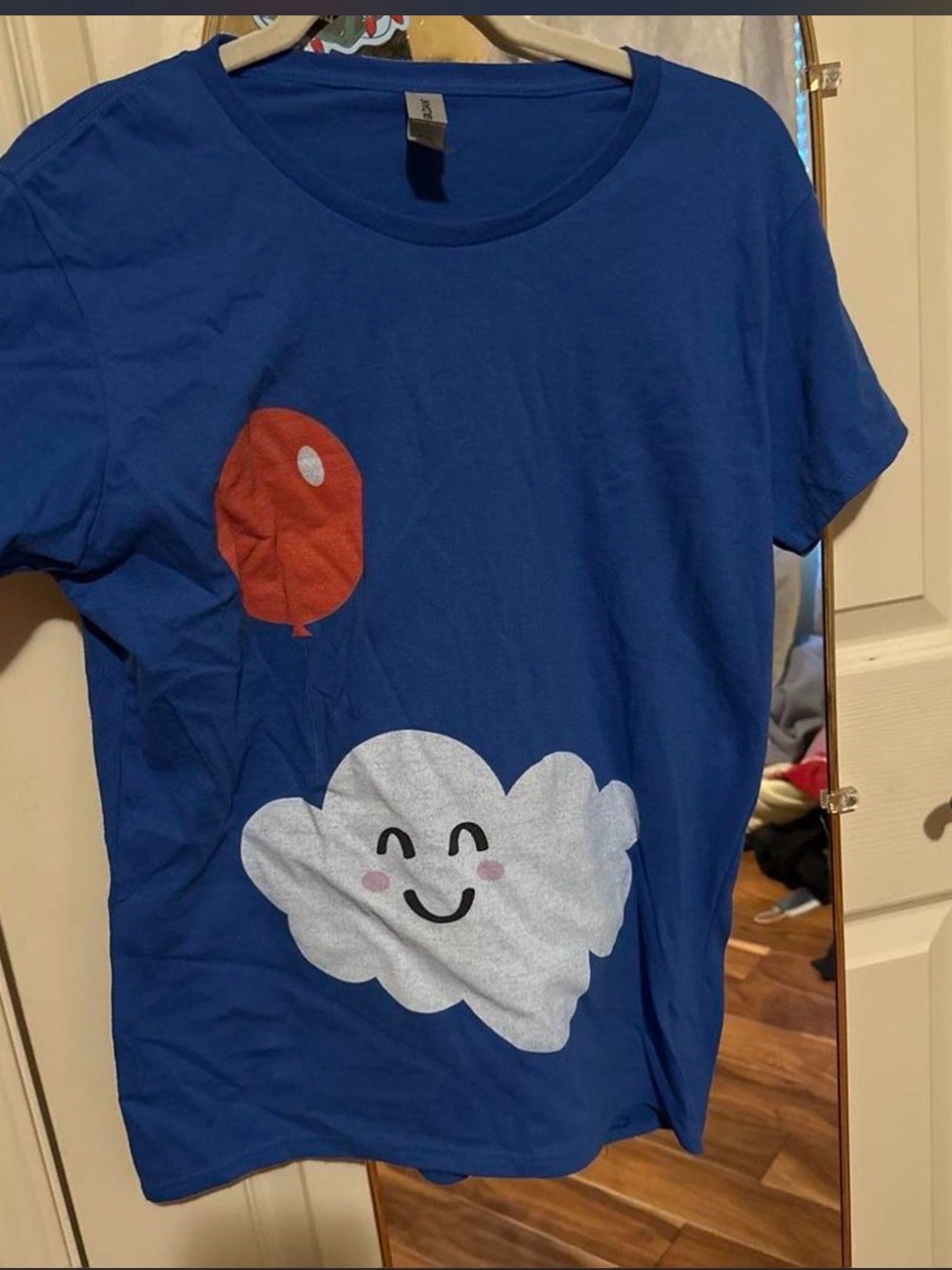 Womens Blue Cloud & Balloon Graphic Tee